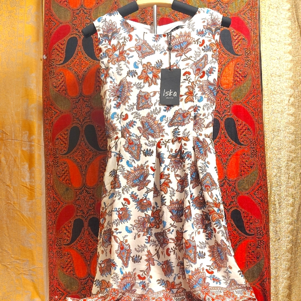 Women's Floral White Dress ISKA